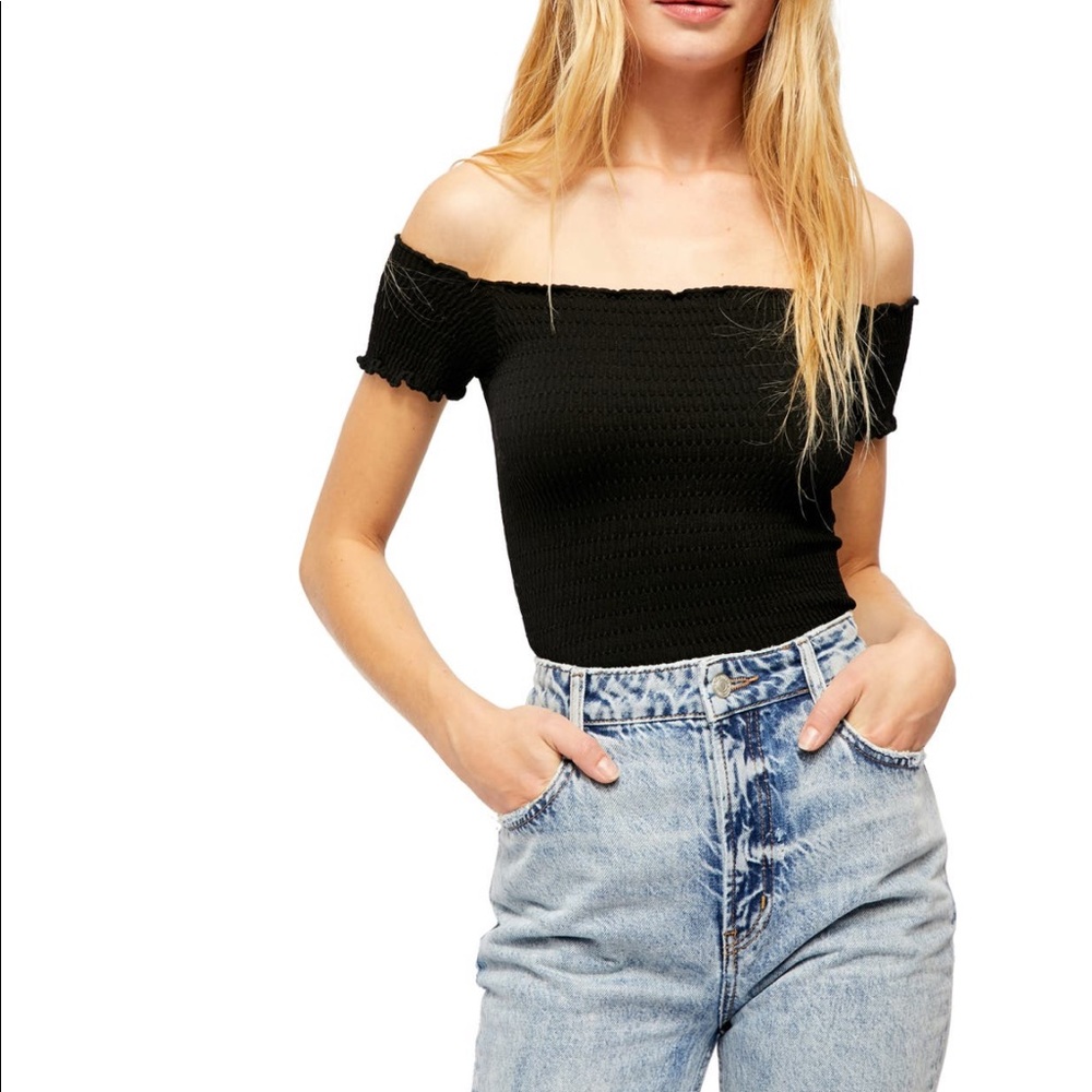 Brand new Free People Moulin Ruched Top in Black